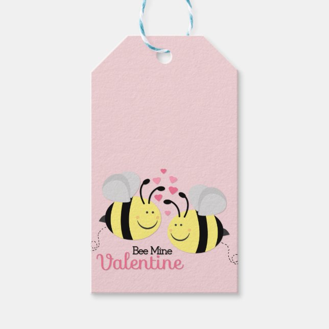 Bee Mine Valentine Day Hanging Gift Märkre Presentetikett (Framsidan)