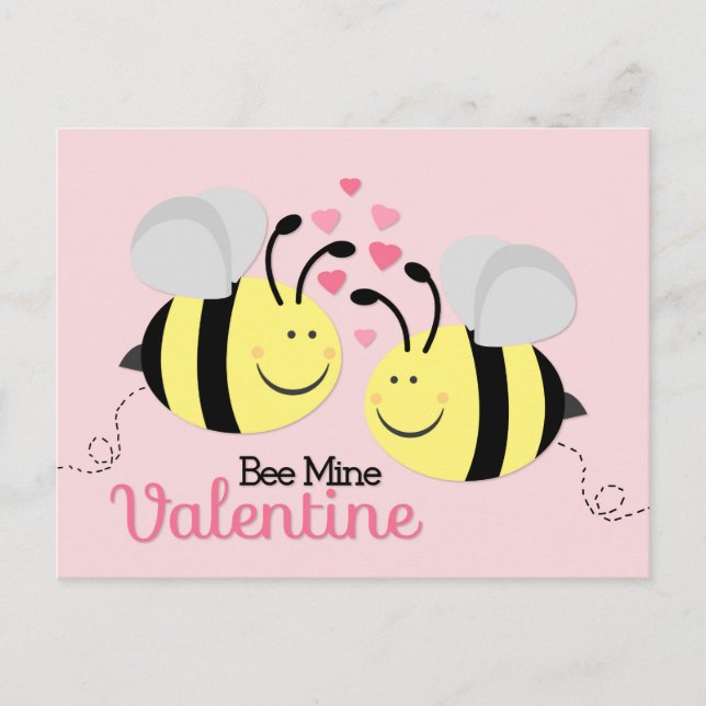 Bee Mine Valentine Day Postcard Helg Vykort (Framsida)