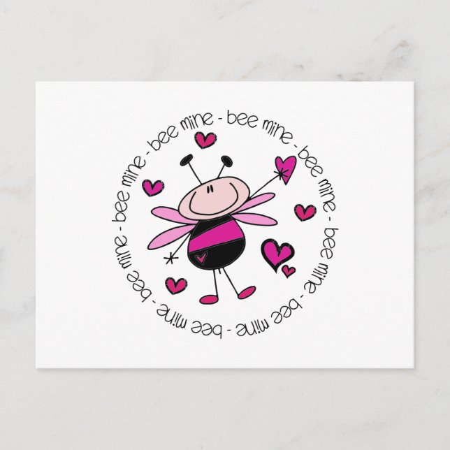 Bee Mine Valentine Helg Vykort (Framsida)