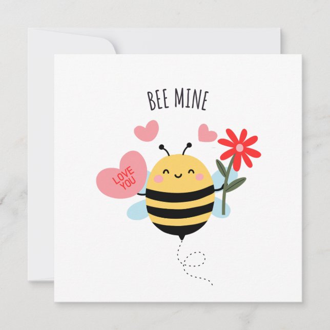Bee Mine Valentine Platt Kort (Framsida)