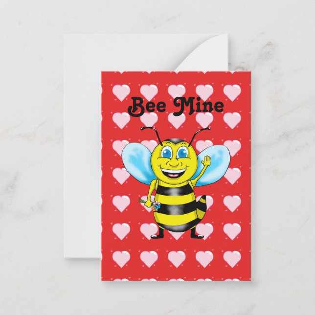 Bee Mine Valentines Hälsning Anteckningskort (Framsida)