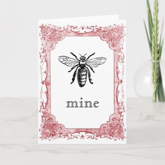 Bee Mine Vintage Valentine Helgkort (Framsida)