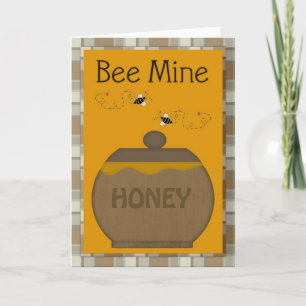 Bee mitt honungspot Valentine Day-hälsningskort Helgkort
