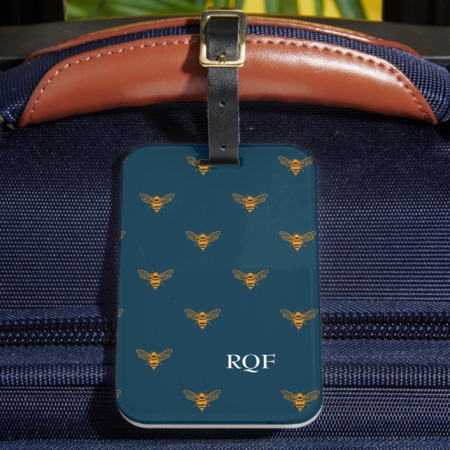 Bee Mönster Initialer Monogram Bagagebricka (Framsida Insitu 2)