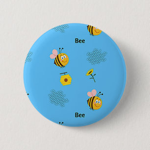 Bee mönster om blått knapp