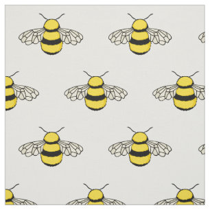 Bee Mönster på White Tyg