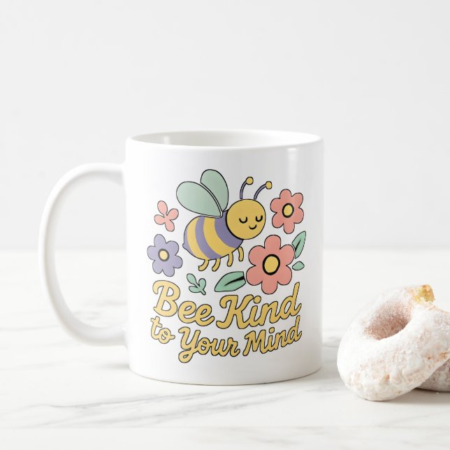 Bee Motivational Blommigt Design Kaffemugg (Med munk)