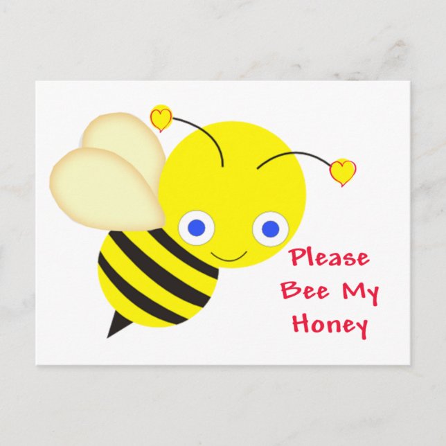 Bee My honey Valentine Helg Vykort (Framsida)