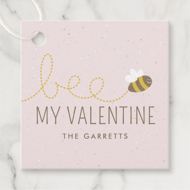 Bee My Valentine Barn Gift Märkre - Rosa Gåvor Etiketter (Framsida)