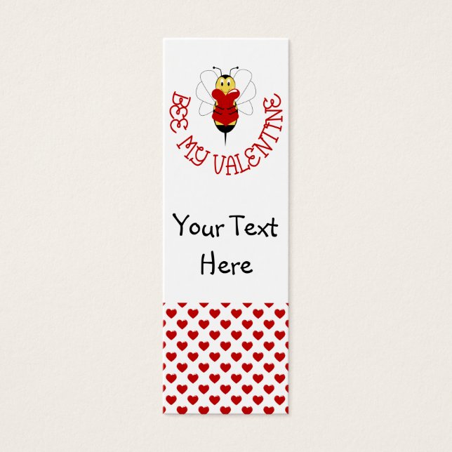 Bee My Valentine Bookmark Litet Visitkort (Framsidan)