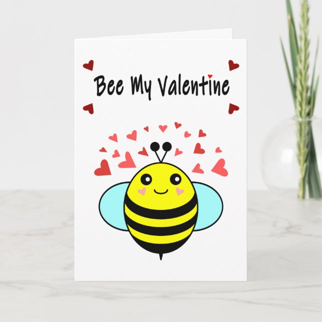Bee My Valentine - Cute Bee Valentine Day Helgkort (Framsida)