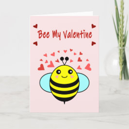 Bee My Valentine - Cute Bee Valentine Day Helgkort