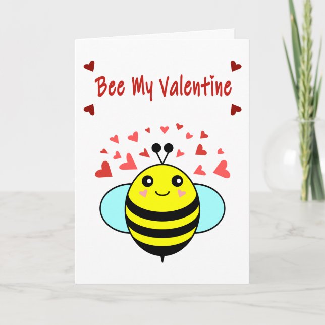 Bee My Valentine - Cute Bee Valentine Day Helgkort (Framsida)