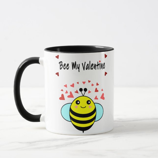 Bee My Valentine - Cute Bee Valentine Day Mugg (Vänster)