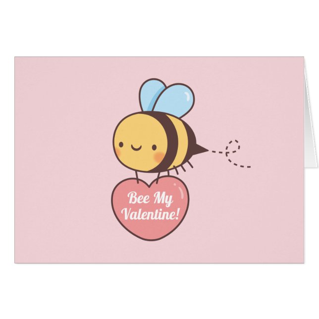 Bee My Valentine Cute Kärlek Pun Hälsningskort (Framsidan Horizontal)