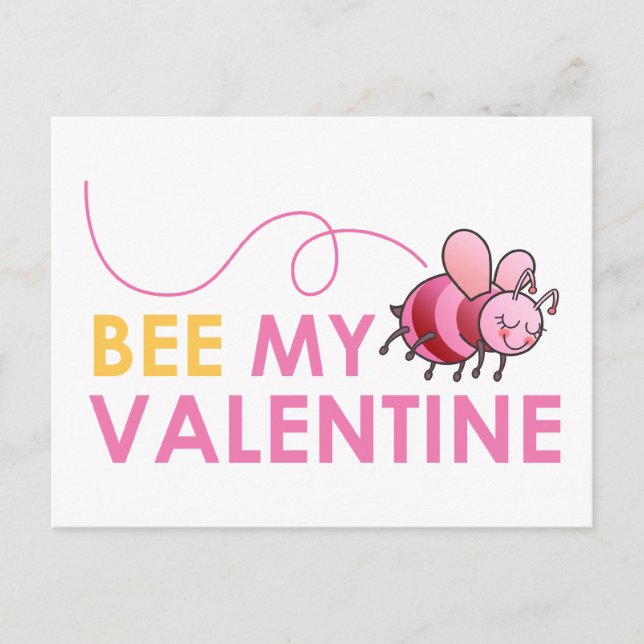 Bee My Valentine Helg Vykort (Framsida)