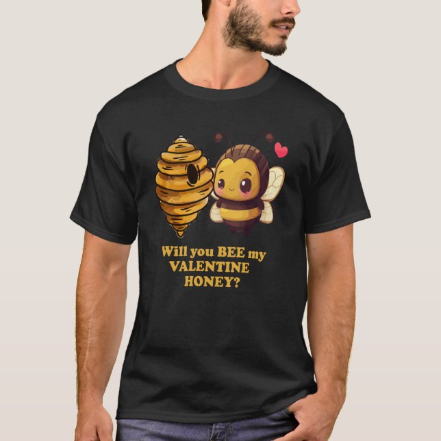 Bee My Valentine Honey Cute Valentines Day Couples T Shirt (Framsida)