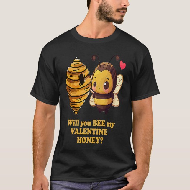 Bee My Valentine Honey Cute Valentines Day Couples T Shirt (Framsida)