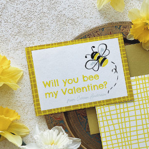 Bee My Valentine Illustrated Classroom Valentine Anteckningskort