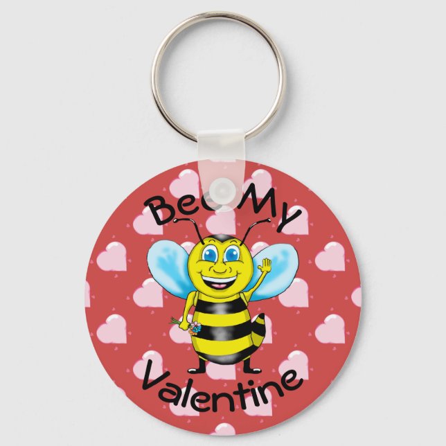 Bee My Valentine Keychain Nyckelring (Framsida)