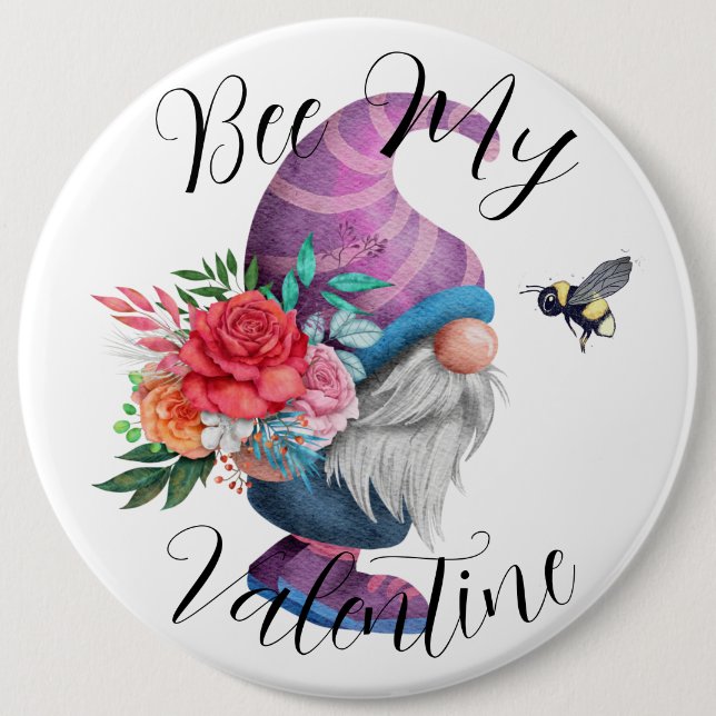 Bee My Valentine roligt romantic badge Knapp (Framsida)