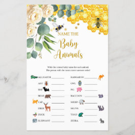 Bee Namn på Baby djur-spelkortet Flygblad