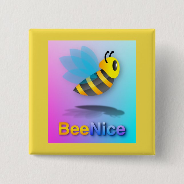 Bee Nice - Kvadratisk knapp (Framsida)