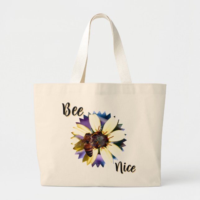 Bee Nice Large Tote Bag Jumbo Tygkasse (Framsidan)