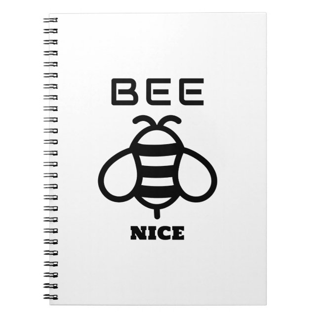 Bee Nice with Minimal Design Anteckningsbok (Framsidan)