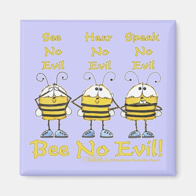 "Bee No Evil" Bees Magnet (Framsidan)