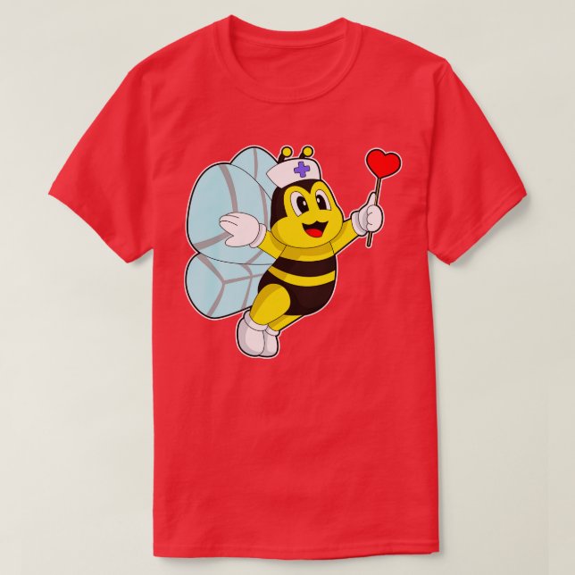 Bee Nurse Heart T Shirt (Design framsida)