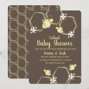 Bee och Daisy Blommig Virtuell Baby Shower Inbjudningar