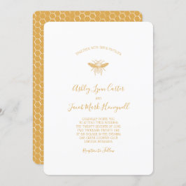 Bee och Golden Honeycomb Mönster Inbjudningar