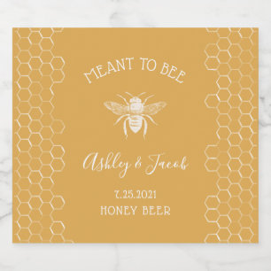 Bee och Golden Honeycomb Mönster Ölflaska Etikett
