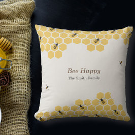 Bee och Honeycomb Mönster Kudde