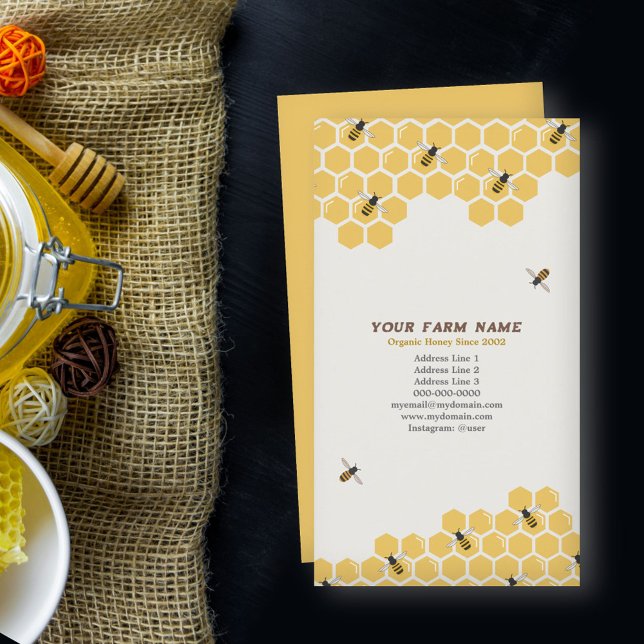 Bee och Honeycomb Mönster Visitkort (Bee and Honeycomb Pattern Business Card)