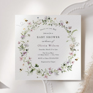 Bee och Lavender Wildblomsterbabyskor Inbjudningar