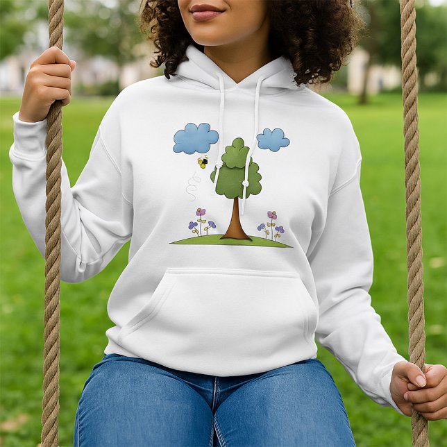 Bee- och Träd-naturområde med blommor och moln T Shirt (Skapare uppladdad)
