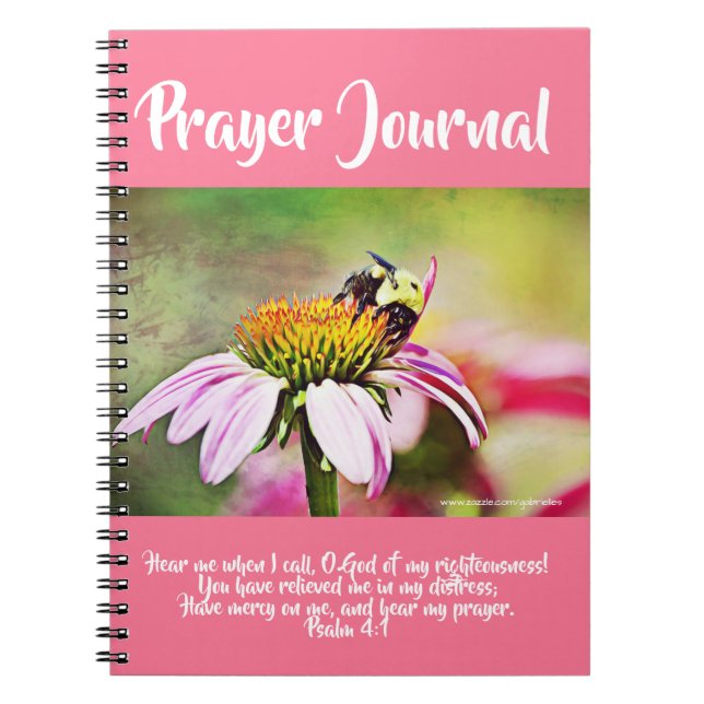 Bee och WildblomPrayer Journal Anteckningsbok (Framsidan)