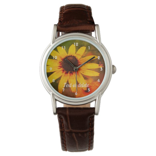 Bee on Black Eyed Susan Flower Abstrakt Armbandsur (Framsida)