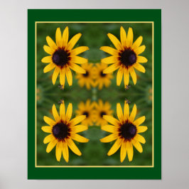 Bee on Black Eyed Susan Flower Abstrakt Poster