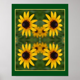 Bee on Black Eyed Susan Flower Abstrakt Poster
