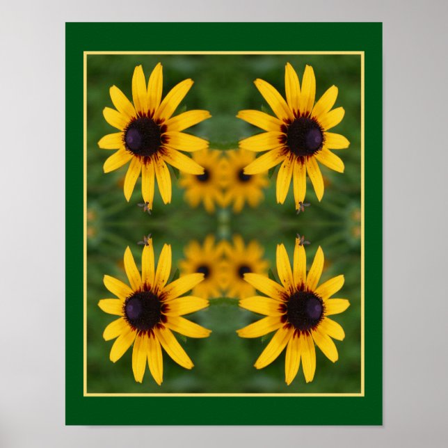 Bee on Black Eyed Susan Flower Abstrakt Poster (Framsidan)