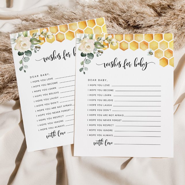 Bee önskemål för baby-kort. Söt lilla bin önskemål (Skapare uppladdad)