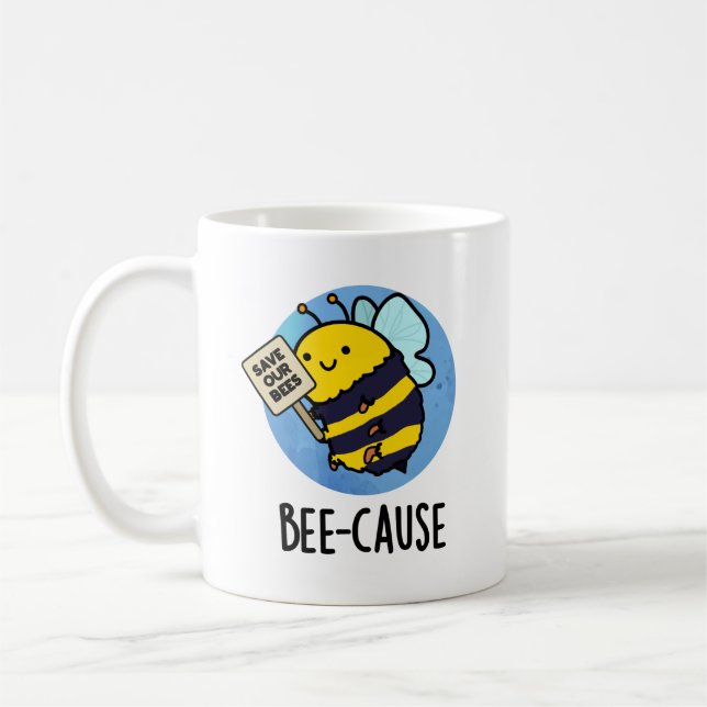 Bee-orsak Funny Insekt Bee Pun Kaffemugg (Vänster)