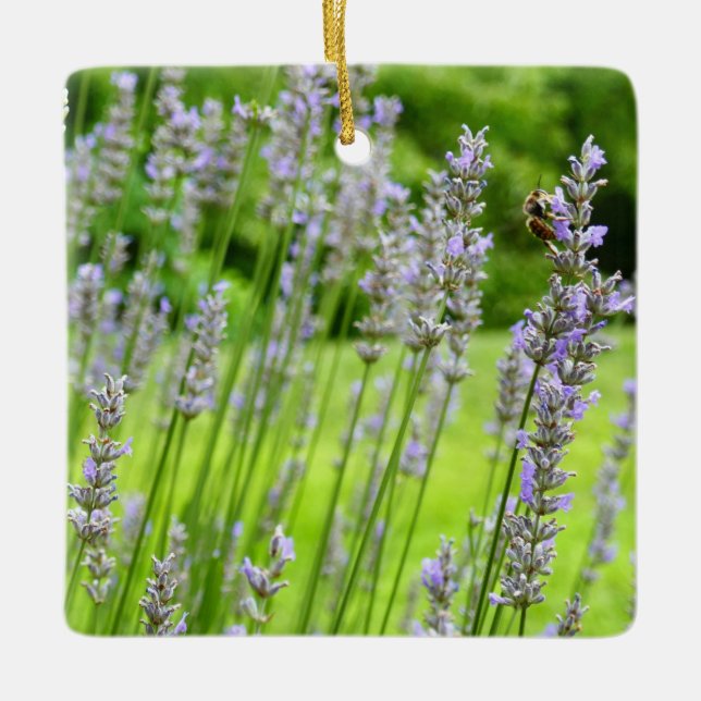 Bee på Lavender-Blommigten Julgransprydnad Keramik (Framsida)