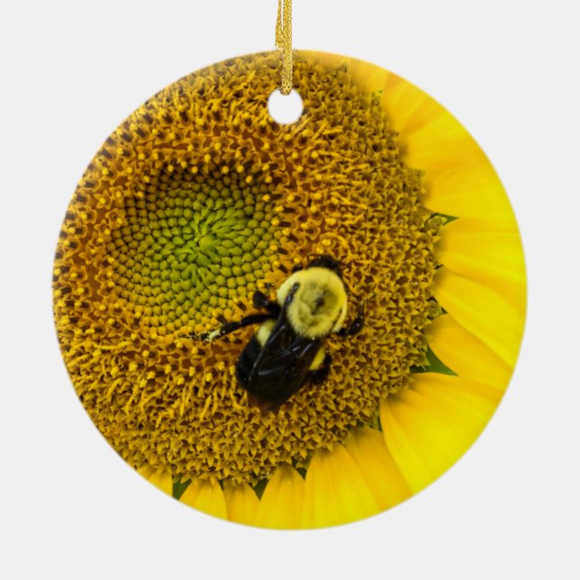 Bee på solros julgransprydnad keramik (Baksidan)