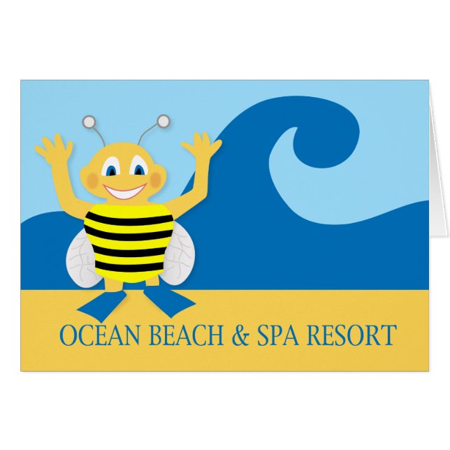 Bee på stranden hälsningskort (Framsidan Horizontal)