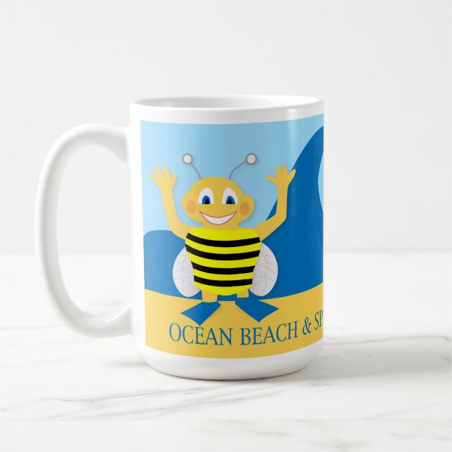 Bee på stranden kaffemugg (Vänster)