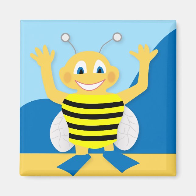 Bee på stranden magnet (Framsidan)